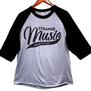 Strange Music Kansas City MO Raglan 3/4 Sleeve Shirt Size L Grey Black Tech N9ne